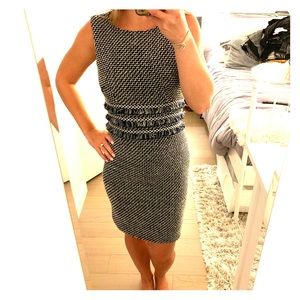 Blue and white, mimic tweed, work dress